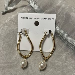 Gold Dangle Earrings with Pearl from White House Black Market